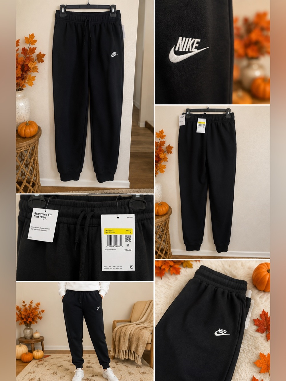 Women’s Standard Fit Mid-Rise Fleece Jogger Sweatpants Black Size Small NWT - Picture 3 of 5